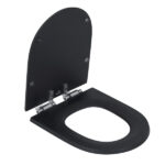 Assento Sanitário Formatos Carrara com Soft Close Quadrado Poliéster Preto Fosco Policlass