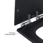 Assento Sanitário Formatos Carrara com Soft Close Quadrado Poliéster Preto Fosco Policlass - Imagem 5