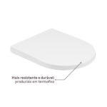 Assento Sanitário Formatos Carrara com Soft Close Quadrado Termofixo Branco Deca - Imagem 3