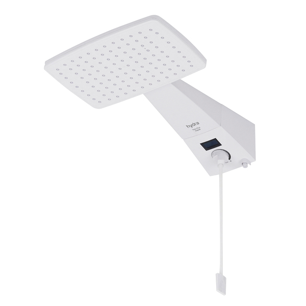 Chuveiro Elétrico Eletrônico com Visor Digital 220V 7700w Branco Quadrado Polo Plus Hydra