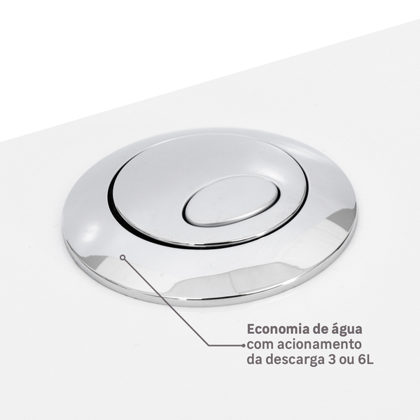 Kit Vaso Sanitário com Caixa Acoplada e Assento Branco Duplo Acionamento 3/6L Saída Vertical Sabatini Icasa - Imagem 6