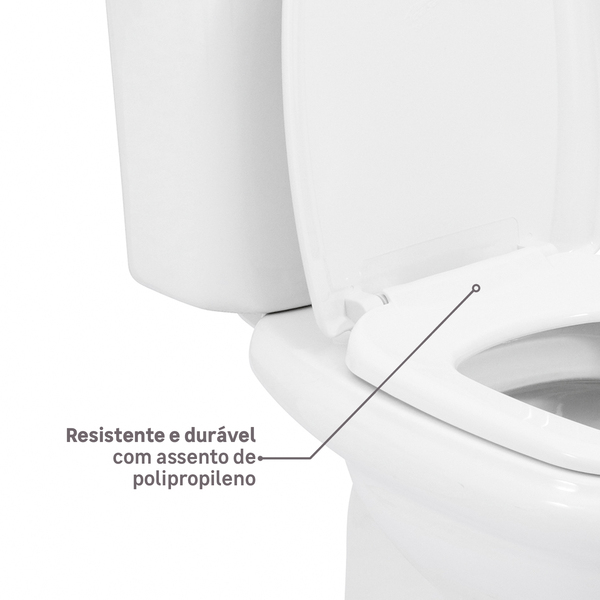 Kit Vaso Sanitário com Caixa Acoplada e Assento Branco Duplo Acionamento 3/6L Saída Vertical Sabatini Icasa - Imagem 7