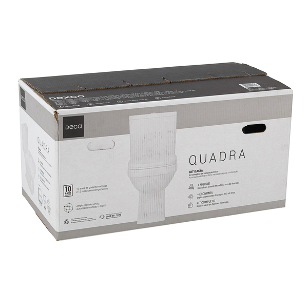 Kit Vaso Sanitário com Caixa Acoplada e Assento Branco Duplo Acionamento 3/6L Vertical Quadra Deca - Imagem 9