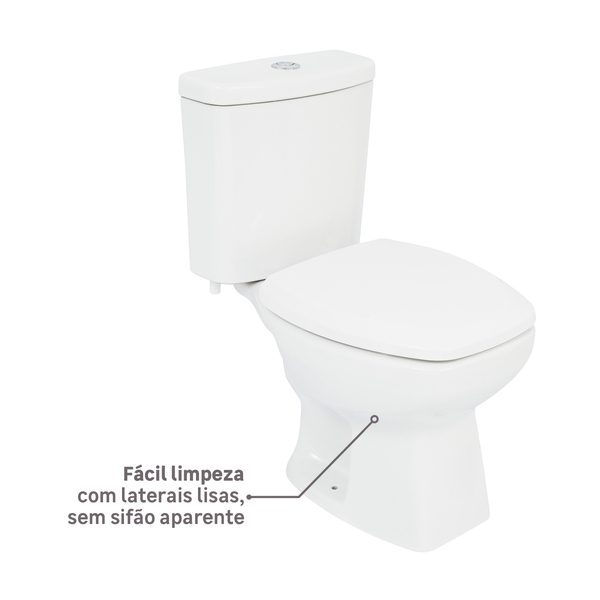Kit Vaso Sanitário com Caixa Acoplada e Assento Branco Duplo Acionamento 3/6L Saída Vertical Thema Incepa - Imagem 5
