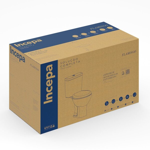 Kit Vaso Sanitário Com Caixa Acoplada E Assento Soft Close Flamingo Incepa Branco Brilhante - Imagem 7