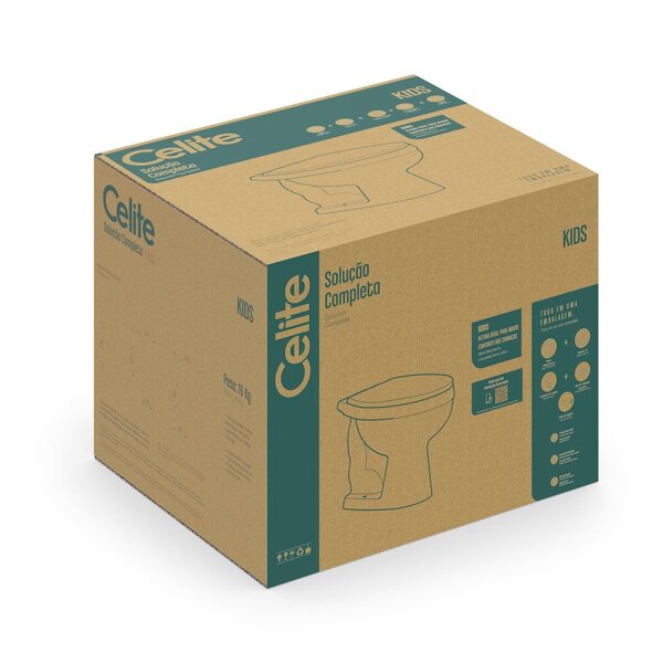 Kit Vaso Sanitário Convencional Com Assento Pp Kids Celite Branco Brilhante - Imagem 7
