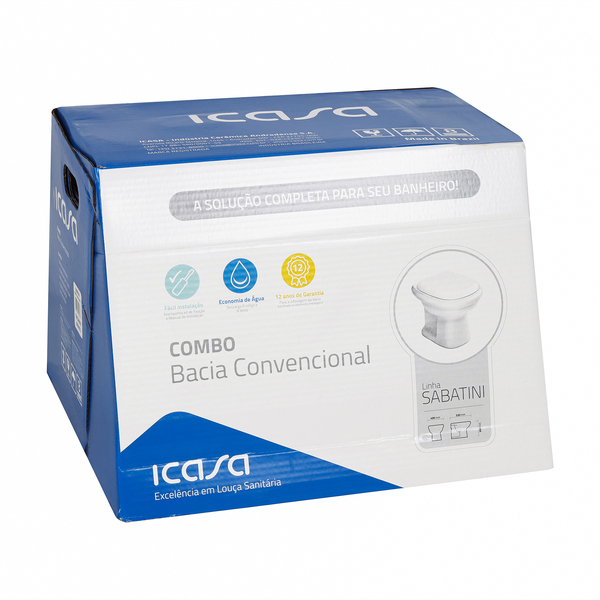 Kit Vaso Sanitário Convencional com Assento Branco Saída Vertical Sabatini Icasa - Imagem 10