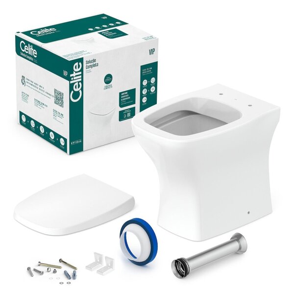 Kit Vaso Sanitário Rimless Com Assento Pp Softclose Vip Celite Branco Brilho - Imagem 5