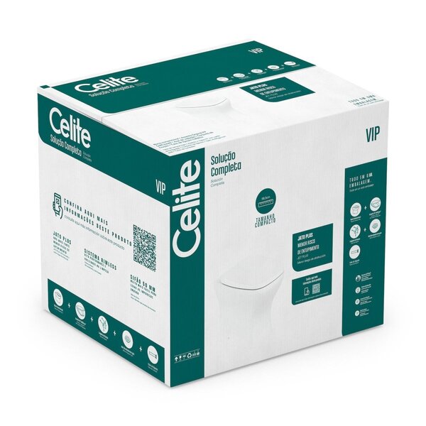 Kit Vaso Sanitário Rimless Com Assento Pp Softclose Vip Celite Branco Brilho - Imagem 9