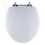 Tampa Vaso Sanitário Madeira Laqueada Oval Convencional Branco Para Bacia Celite